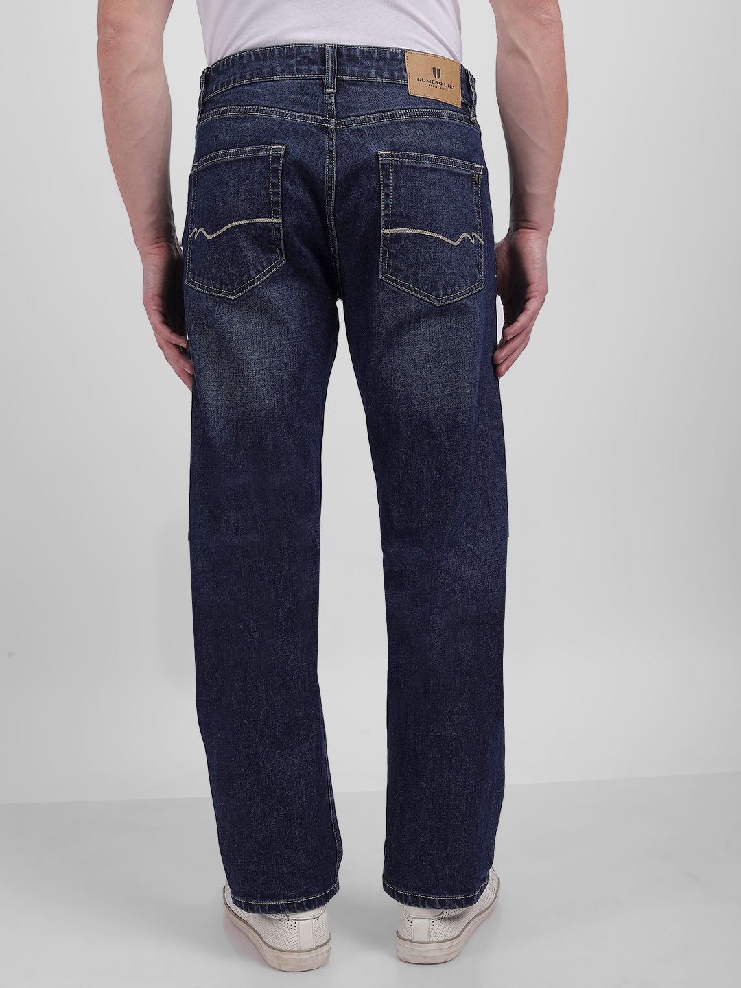 Numero Uno Men Faded Dark Blue Jeans